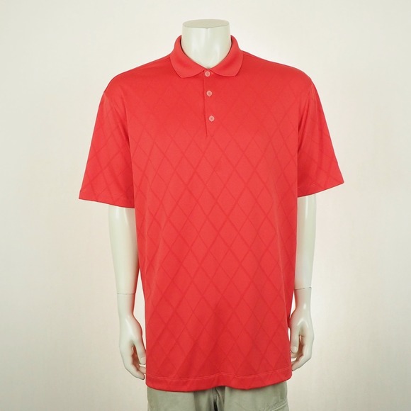Nike Other - Nike Golf Polo Shirt Mens Sz XL Red Argyle Diamond Jacquard Fit Dry Performance